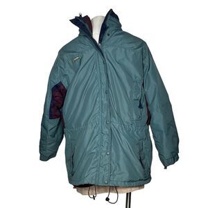 COLUMBIA Green Jacket Purple Zip In Fleece Jacket Winter Snow Womens Size Large